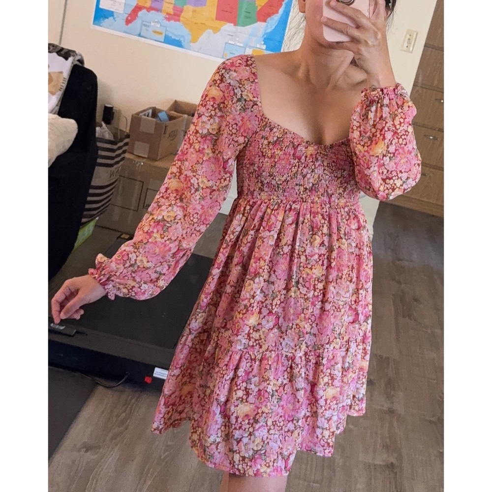 Crystal Doll Pink Ruched Ruffled Sundress-Size S - Picture 10 of 10
